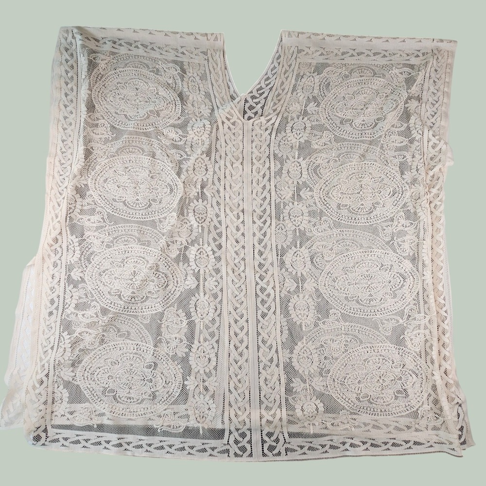 Colornival Cream Lace Poncho Top Sheer Boho Cottagecore Whimsigoth One Size